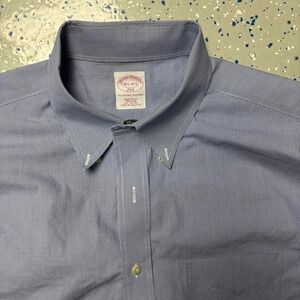 Brooks Brothers Mens Shirt XL 16 1/2-4/5 Blue White Check Plaid Oxford Regent